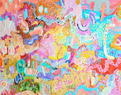 Image of artwork by Ashcroft Coral Confetti 2024 Oil-on-canvas 30cm by 42cm