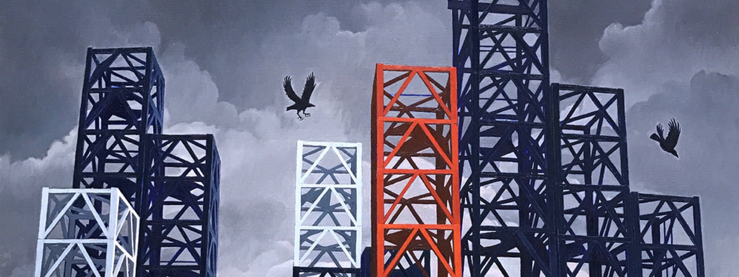 Structures in a landscape banner